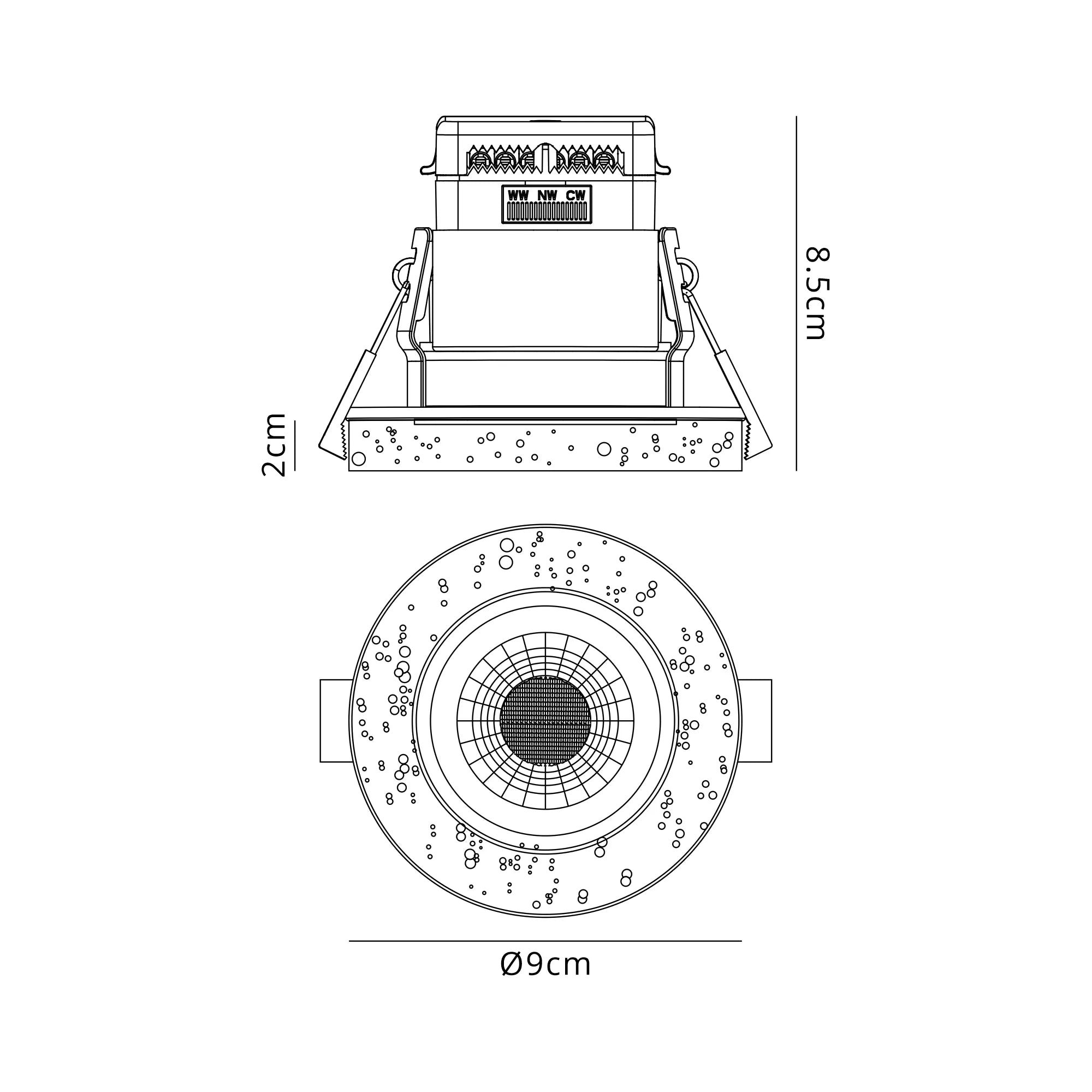Zafira 8W IP65 Crystal Bubble Fire-Rated Downlight - Round
