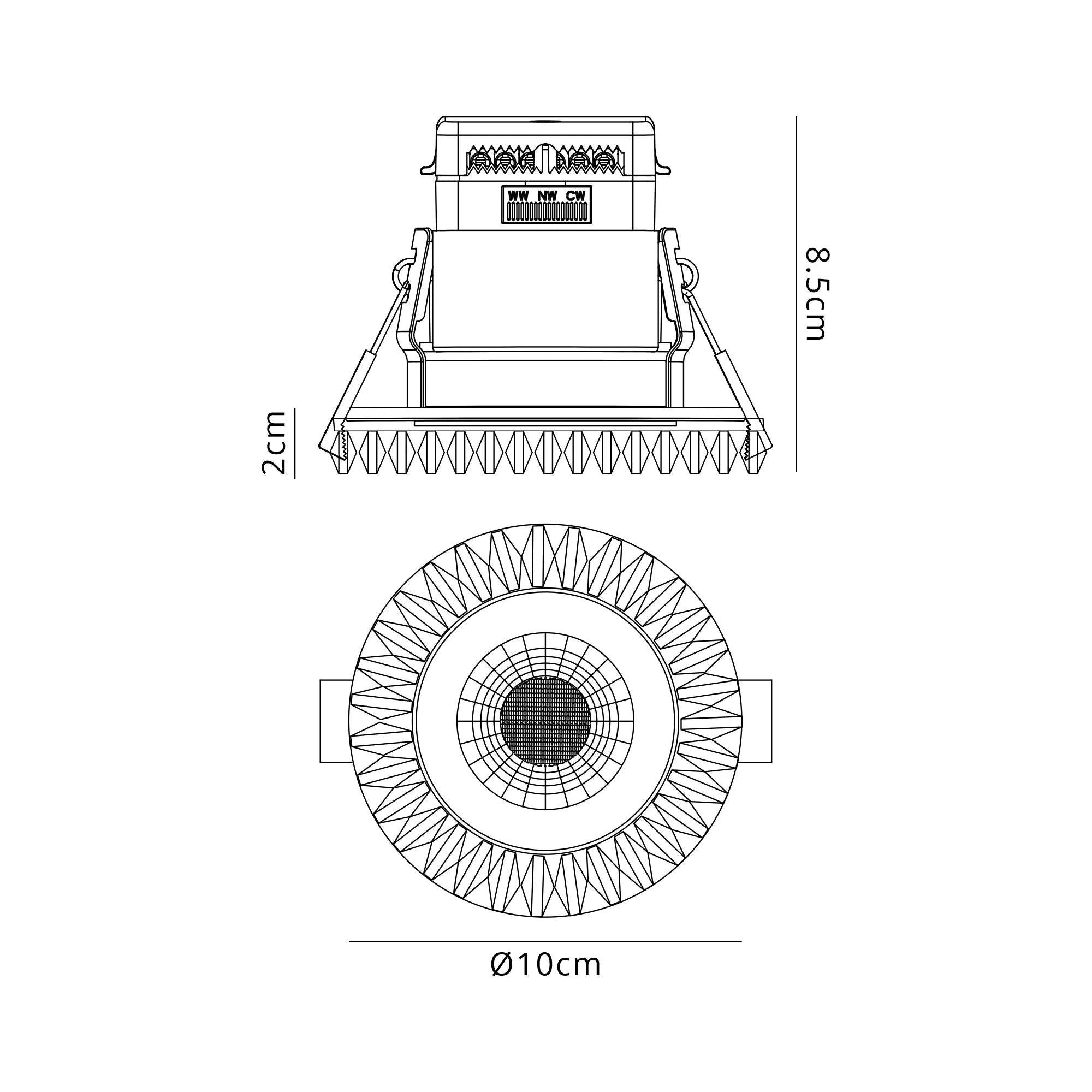 Zarya 8W IP65 Crystal Fire-Rated Downlight - Square Crystals