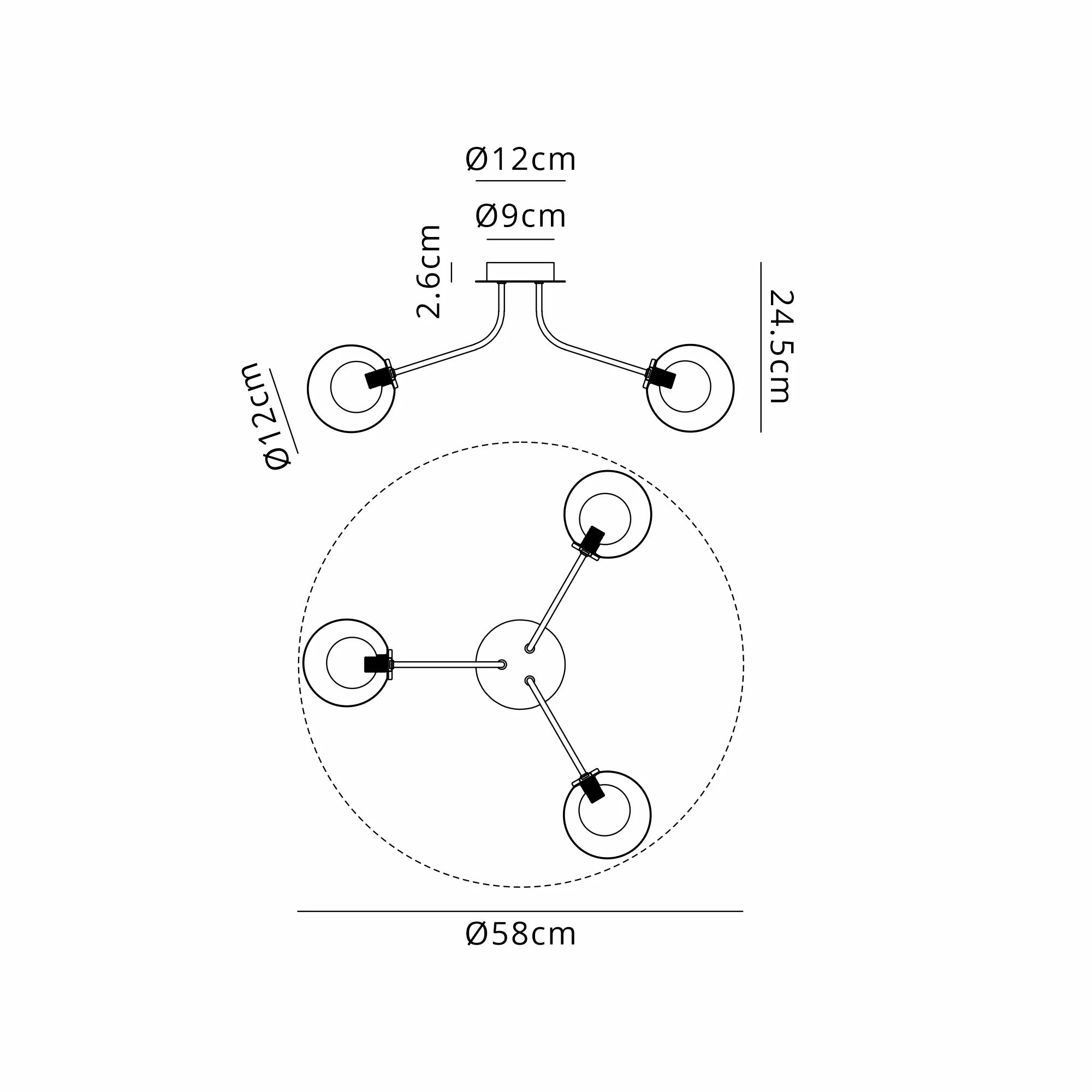Caledon Semi Flush Light, 3 Light G9- Various Finishes