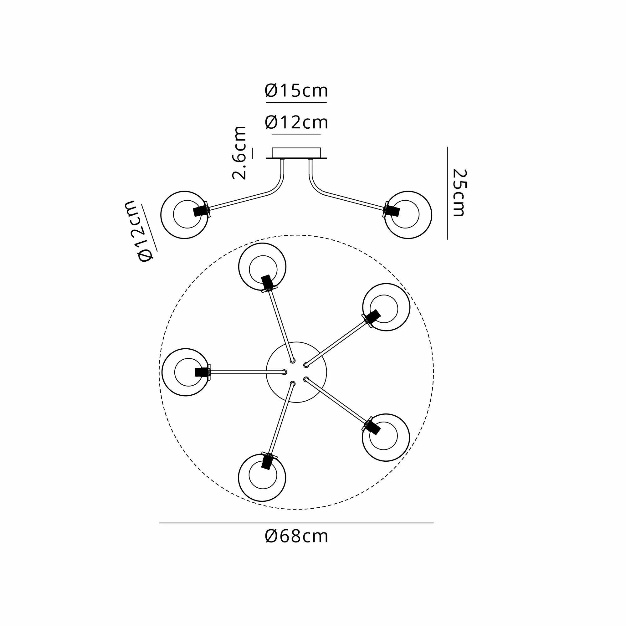 Caledon Semi Flush Light, 5 Light G9- Various Finishes