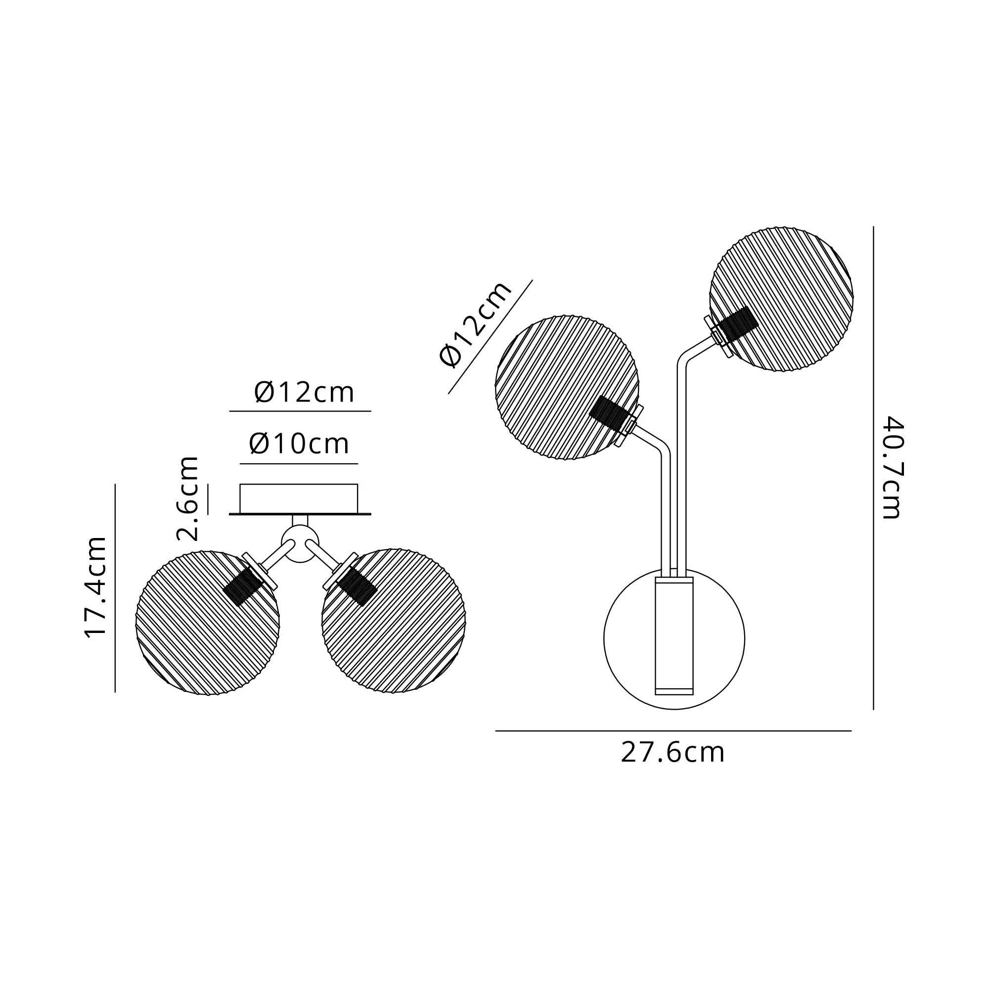Caledon Wall Light, 2 Light G9, Satin Black- Various Glass Finishes