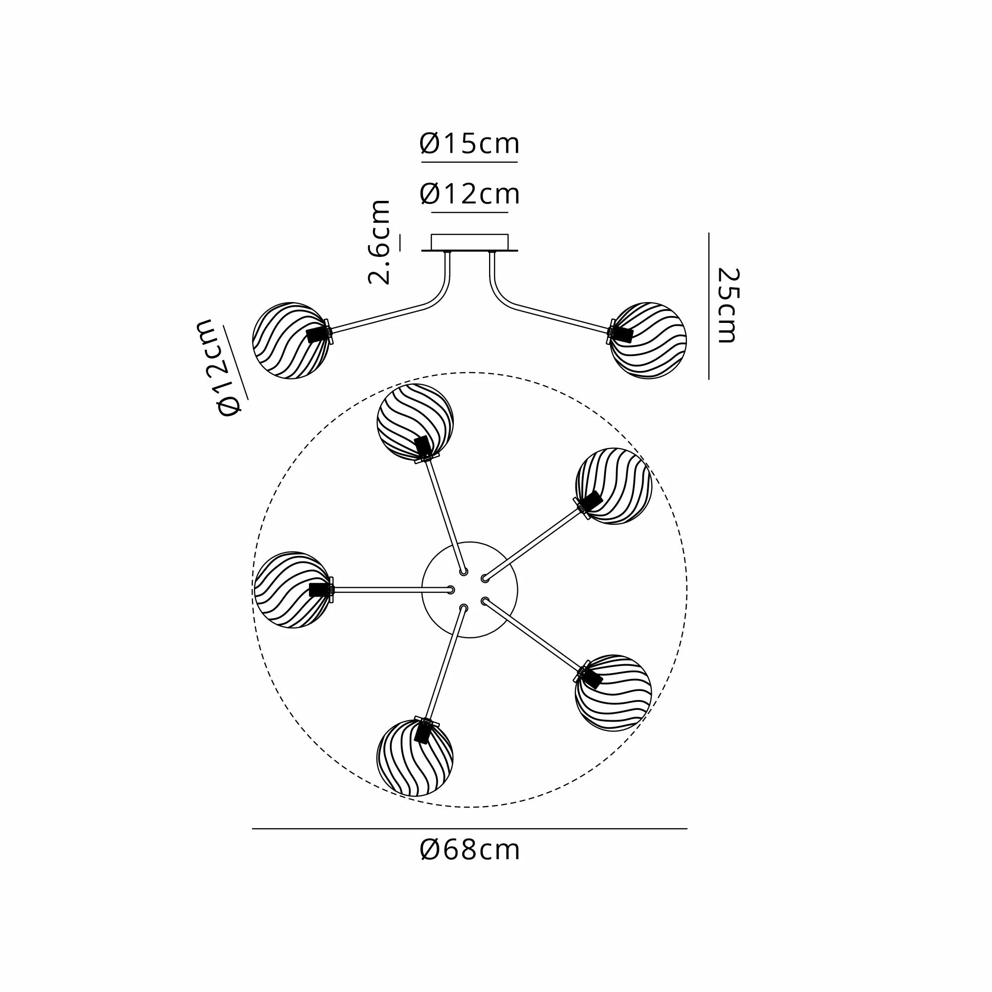 Caledon Semi Flush Light, 5 Light G9- Various Finishes