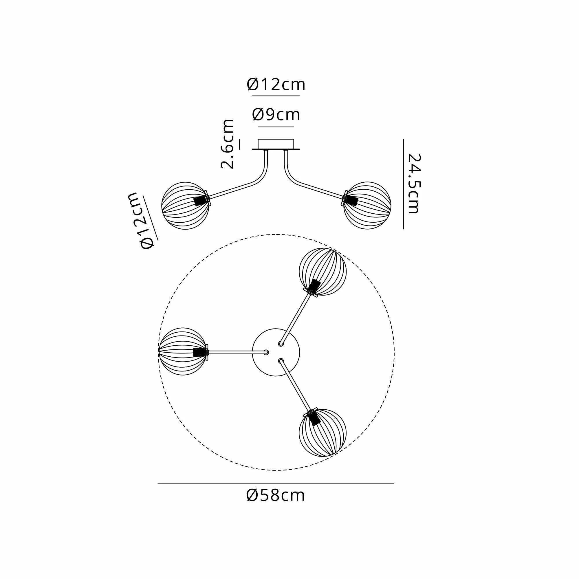 Caledon Semi Flush Light, 3 Light G9- Various Finishes