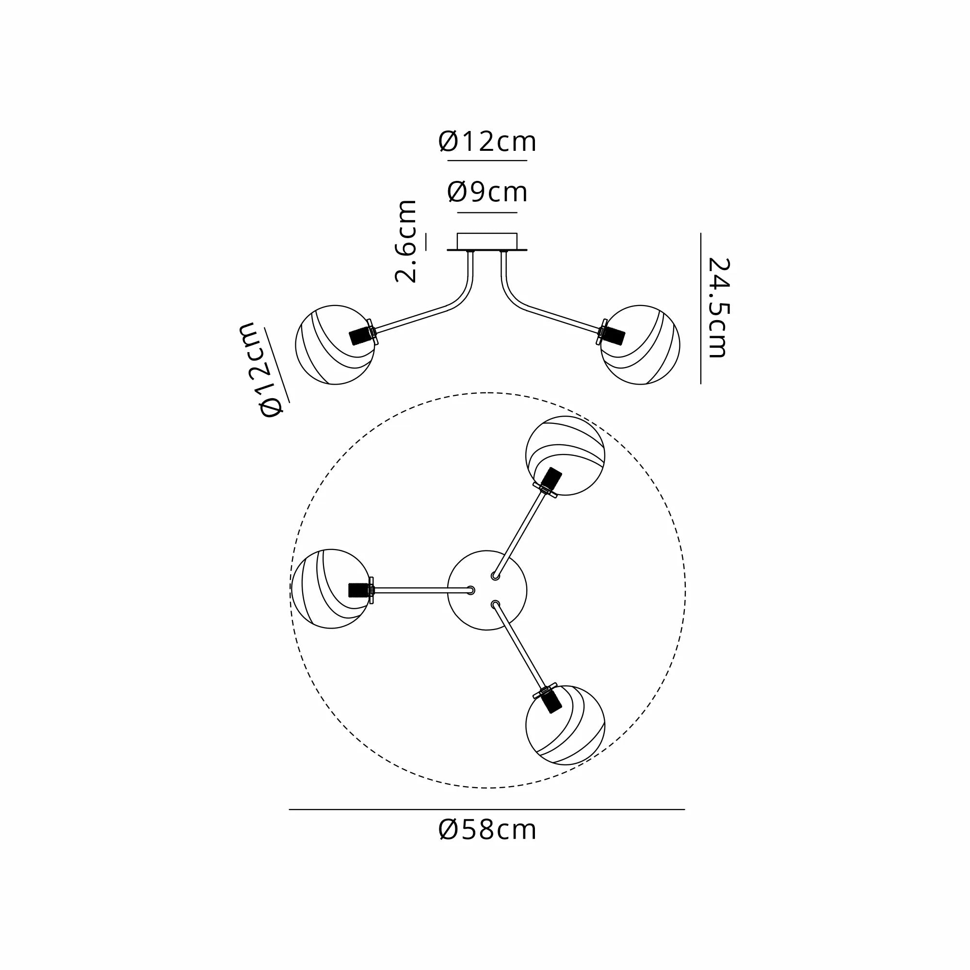 Caledon Semi Flush Light, 3 Light G9- Various Finishes