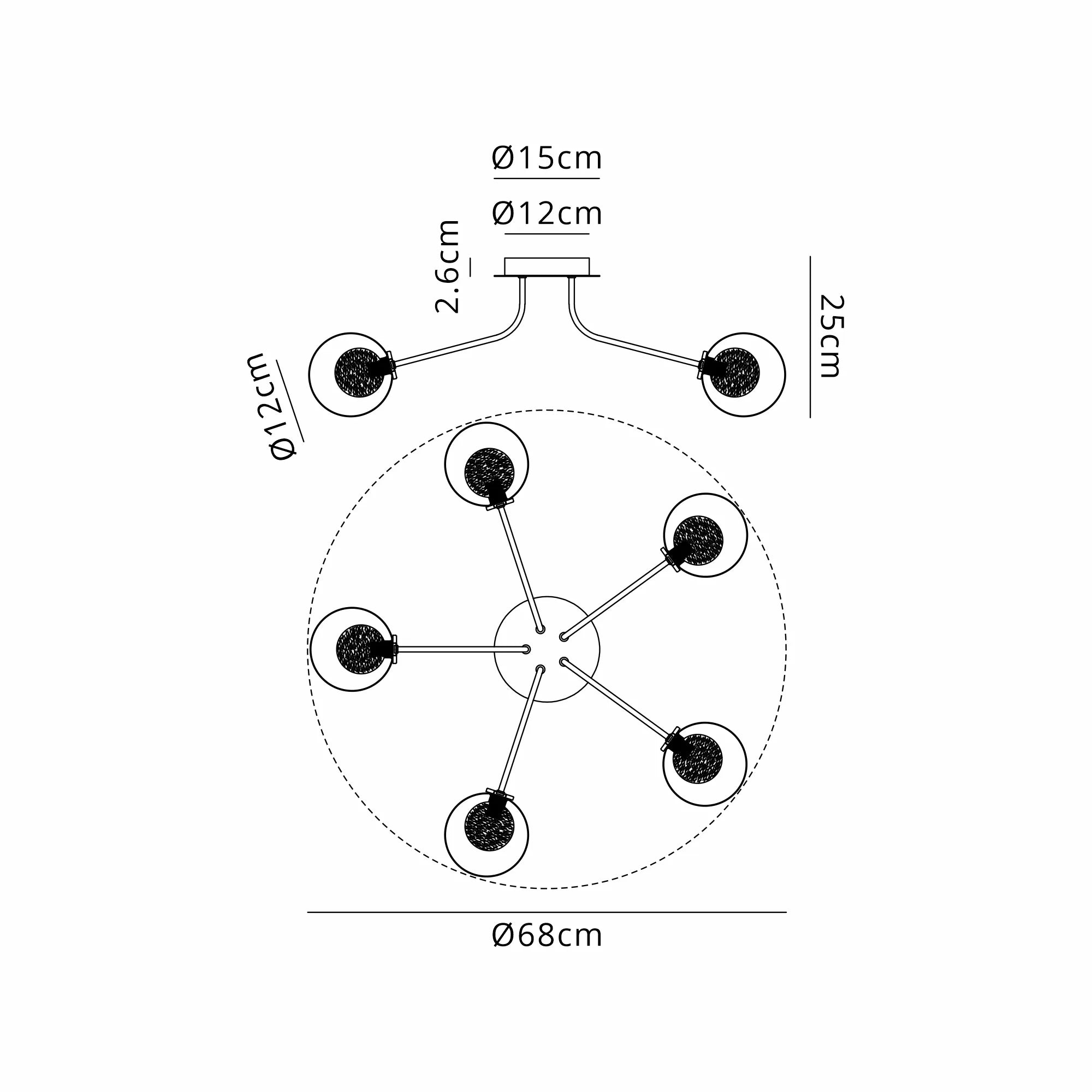 Caledon Semi Flush Light, 5 Light G9- Various Finishes