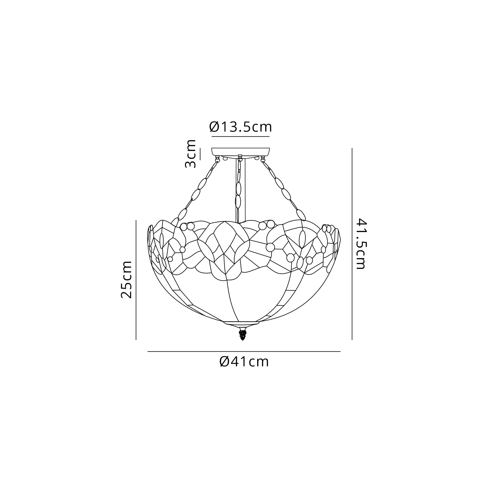 Oksana Tiffany 3lt Semi Flush Light