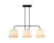 De Voir Pendant Lamp - Black Metal and White Linen