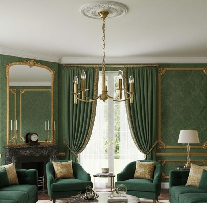 Lugano 5Lt Centre Ceiling Light- Matt Brass/ Antique Brass