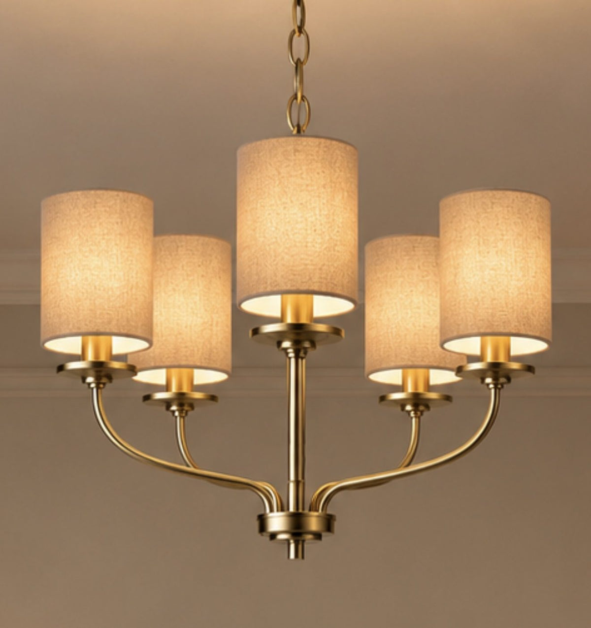Evora 5Lt Chandelier C/W Shades- Matt Brass/ Antique Brass