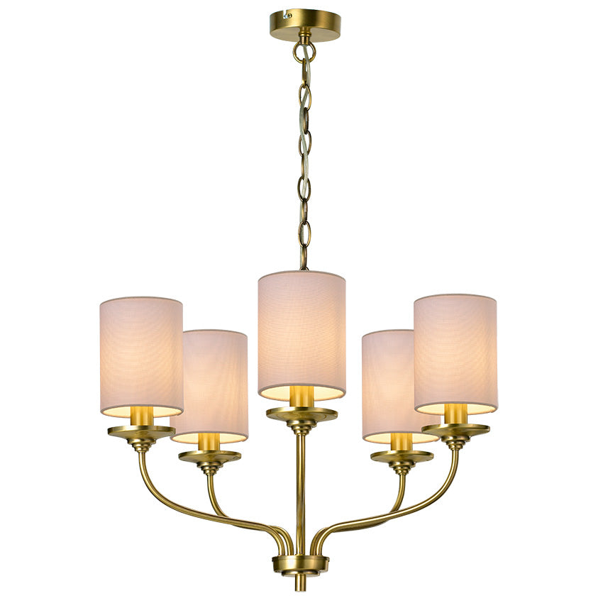 Evora 5Lt Chandelier C/W Shades- Matt Brass/ Antique Brass