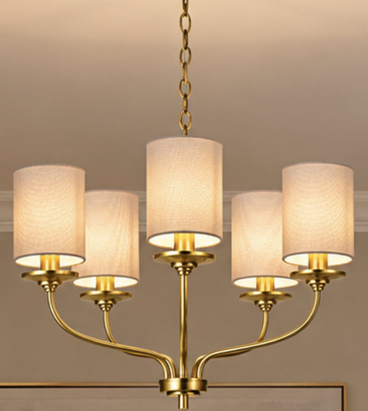 Evora 5Lt Chandelier C/W Shades- Matt Brass/ Antique Brass