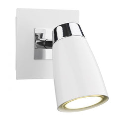 Loft Single Wall Spotlight - Matt White/Satin Polished Chrome