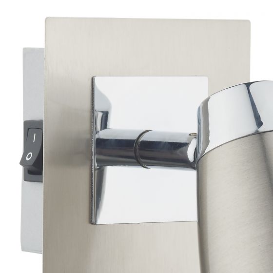 Loft Single Wall Spotlight - Matt White/Satin Polished Chrome