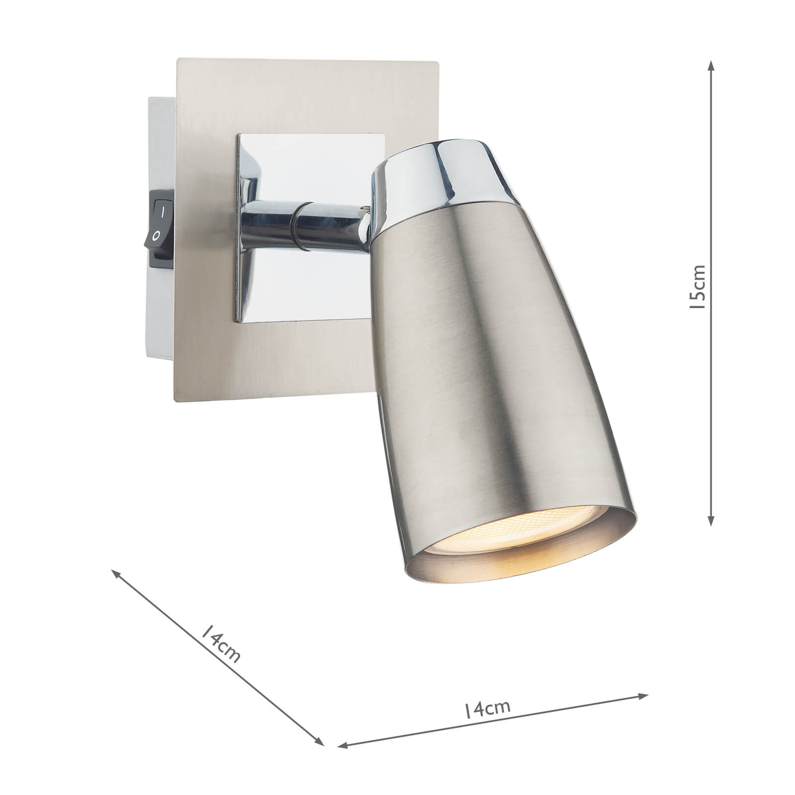 Loft Single Wall Spotlight - Matt White/Satin Polished Chrome