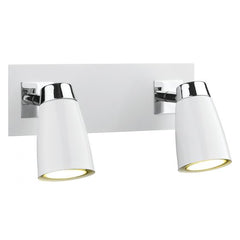 Loft 2Lt Wall Spotlight - Matt White Polished Chrome