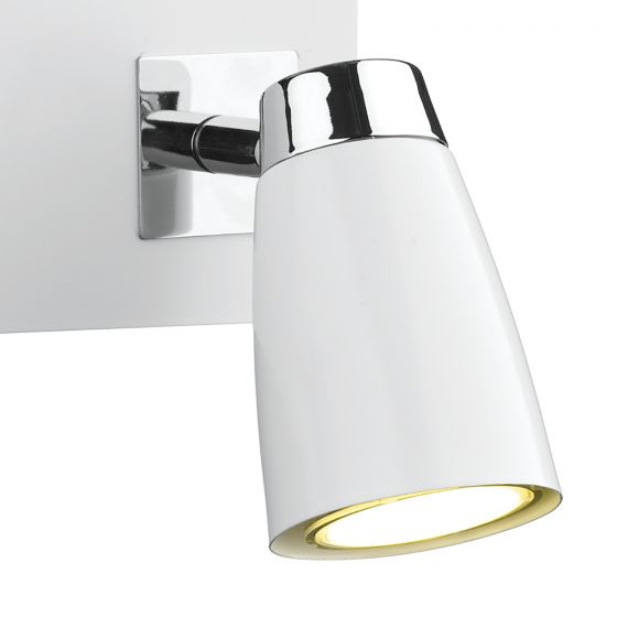 Loft 2Lt Wall Spotlight - Matt White Polished Chrome