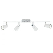 Loft 4 Light Bar Spotlight - Matt White/Satin Polished Chrome