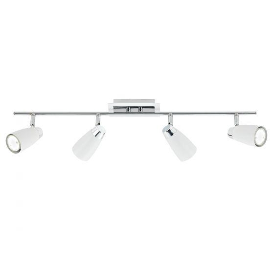 Loft 4 Light Bar Spotlight - Matt White/Satin Polished Chrome