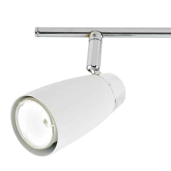Loft 4 Light Bar Spotlight - Matt White/Satin Polished Chrome