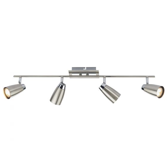 Loft 4 Light Bar Spotlight - Matt White/Satin Polished Chrome