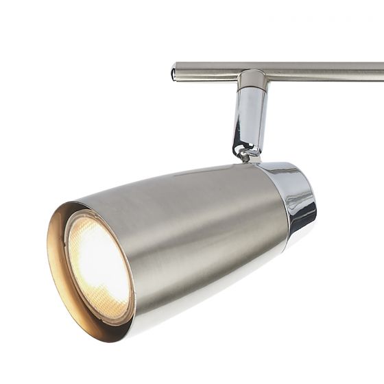 Loft 4 Light Bar Spotlight - Matt White/Satin Polished Chrome