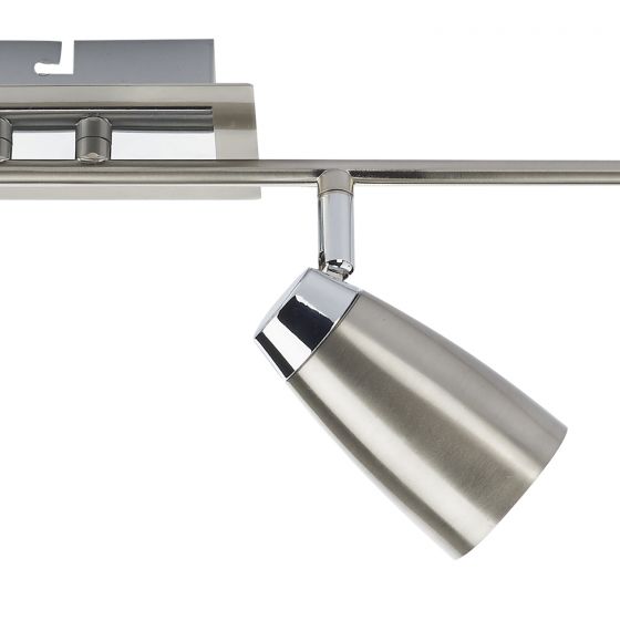 Loft 4 Light Bar Spotlight - Matt White/Satin Polished Chrome