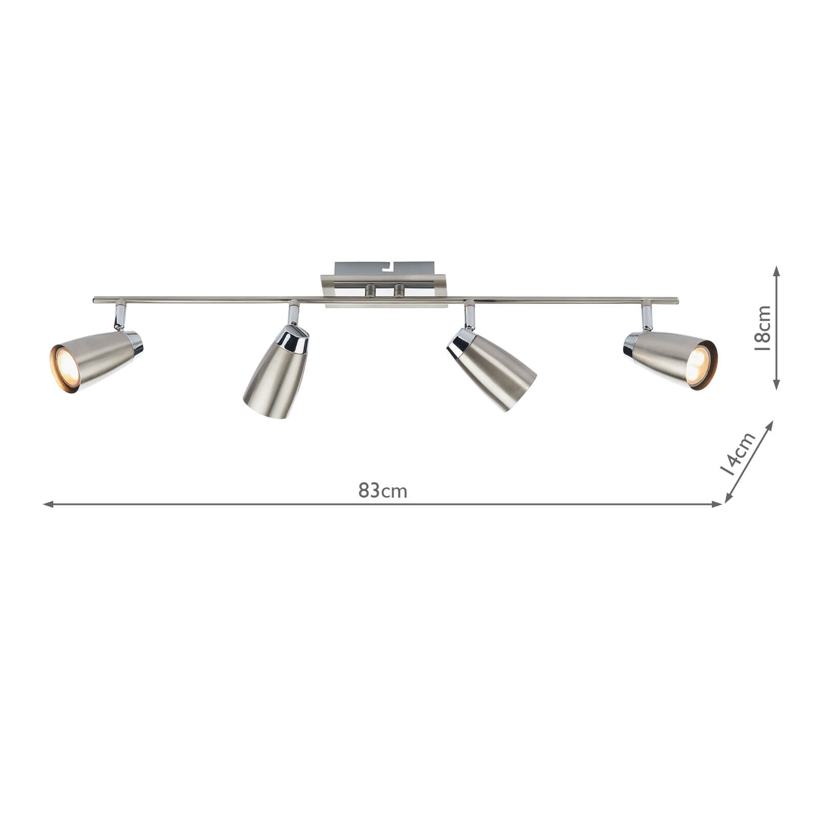 Loft 4 Light Bar Spotlight - Matt White/Satin Polished Chrome