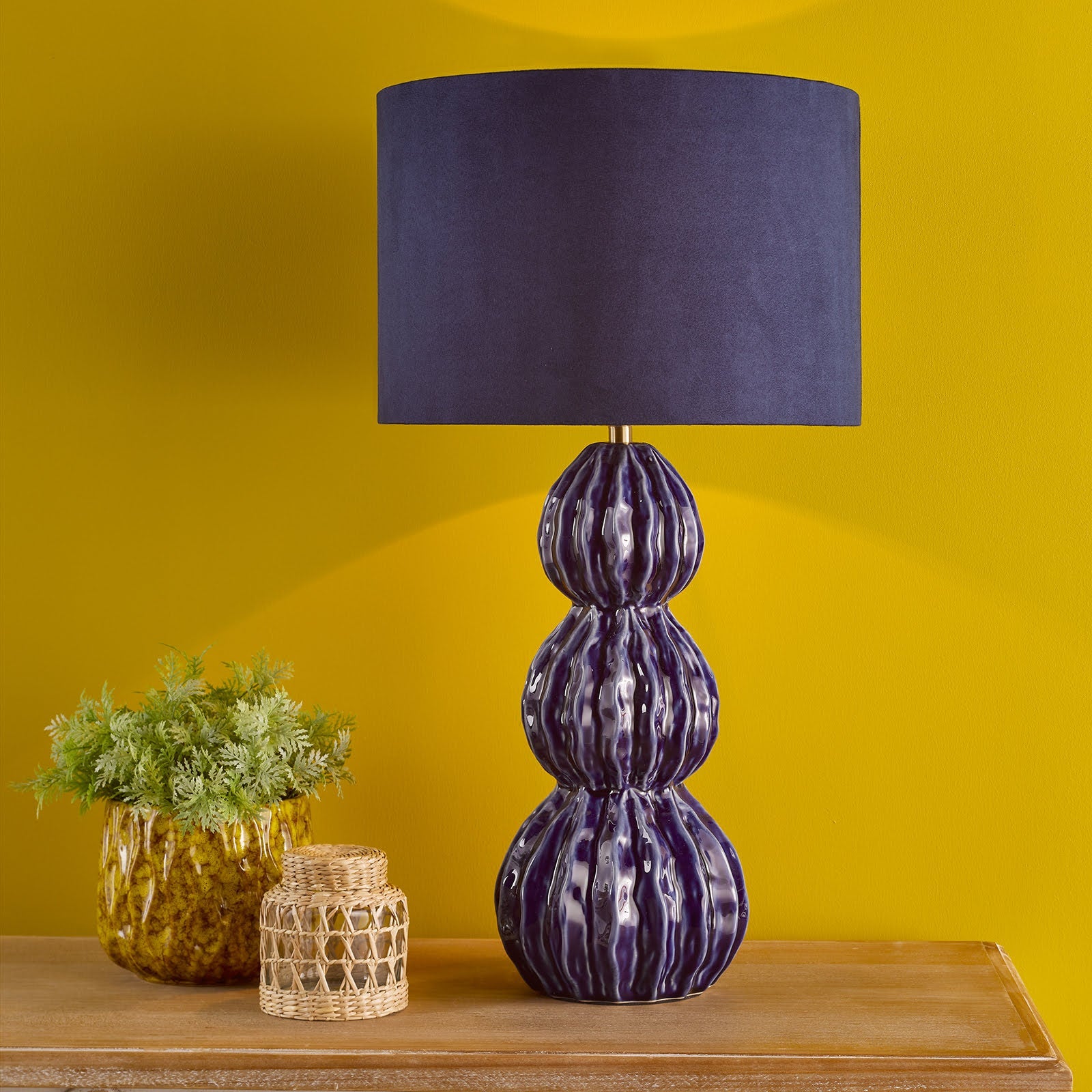 Lorelai Ceramic Table Lamp Blue/Grey With Shade E27