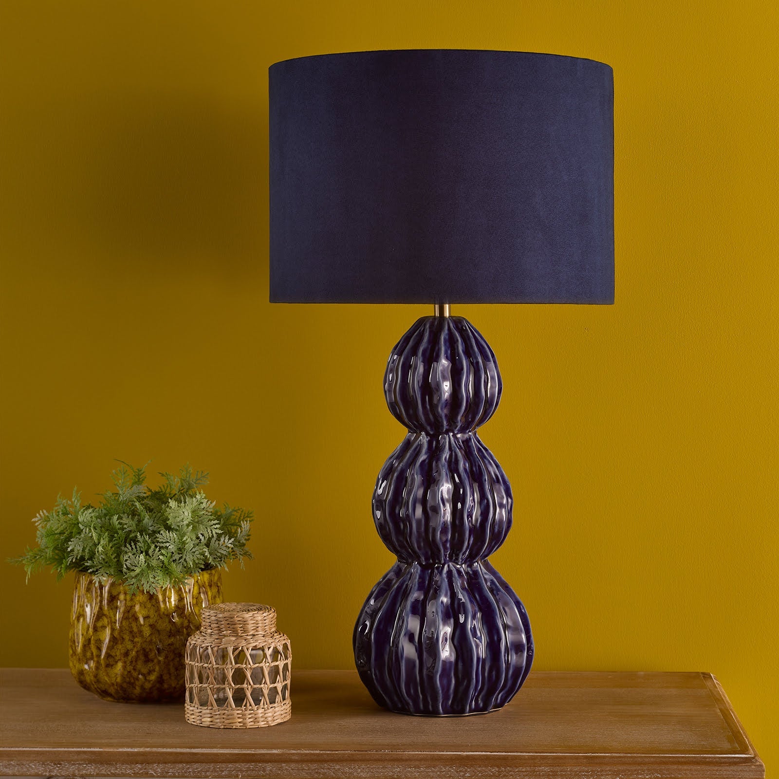 Lorelai Ceramic Table Lamp Blue/Grey With Shade E27
