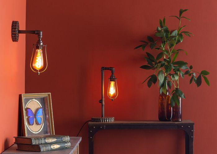 LOXLEY table lamp in bronze with cage