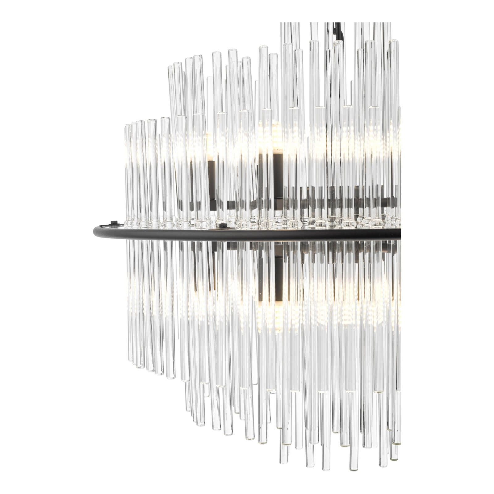 Lukas 13 Light Fitting Brushed Antique Gold And Clear Glass/Pendant Polished Chrome Glass
