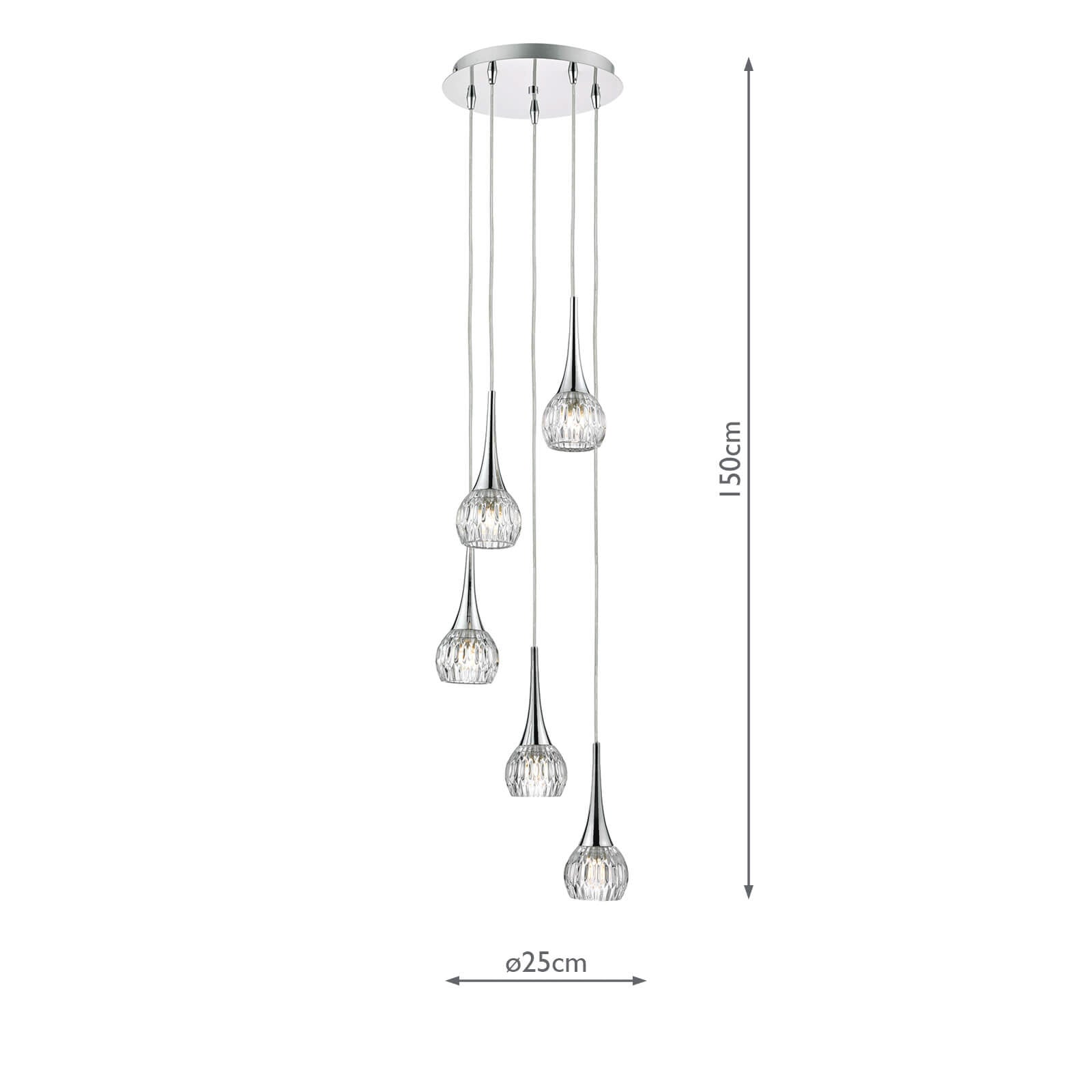 Lyall 3/5Lt Pendant Polished Chrome Glass G9