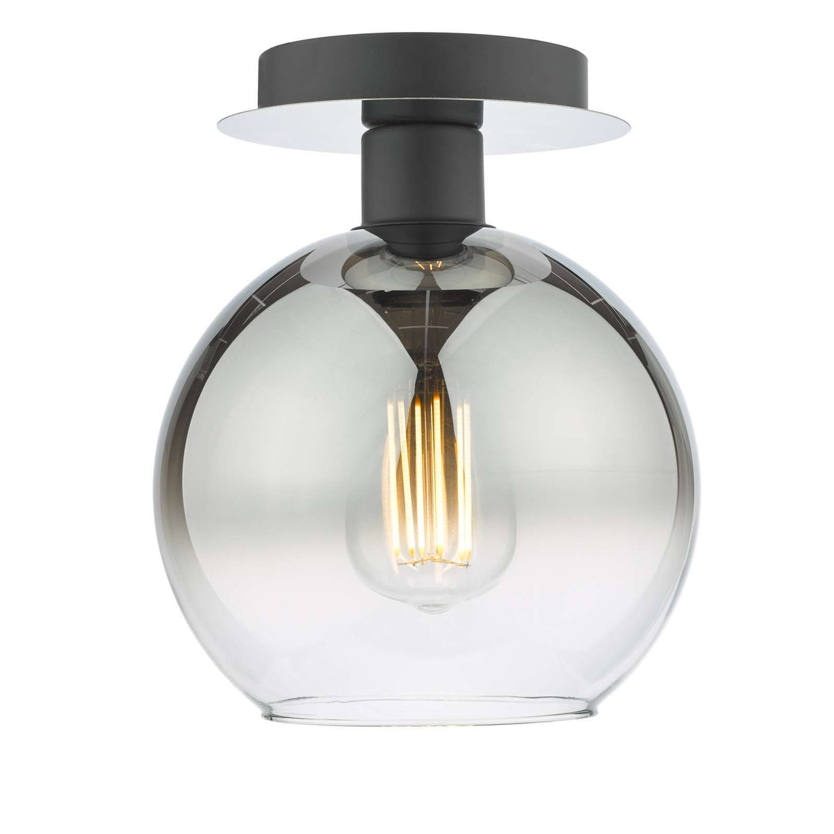 Lycia 1 Light Semi Flush Polished Gold and Gold Ombre & Matt Black Ombre Smoked Glass