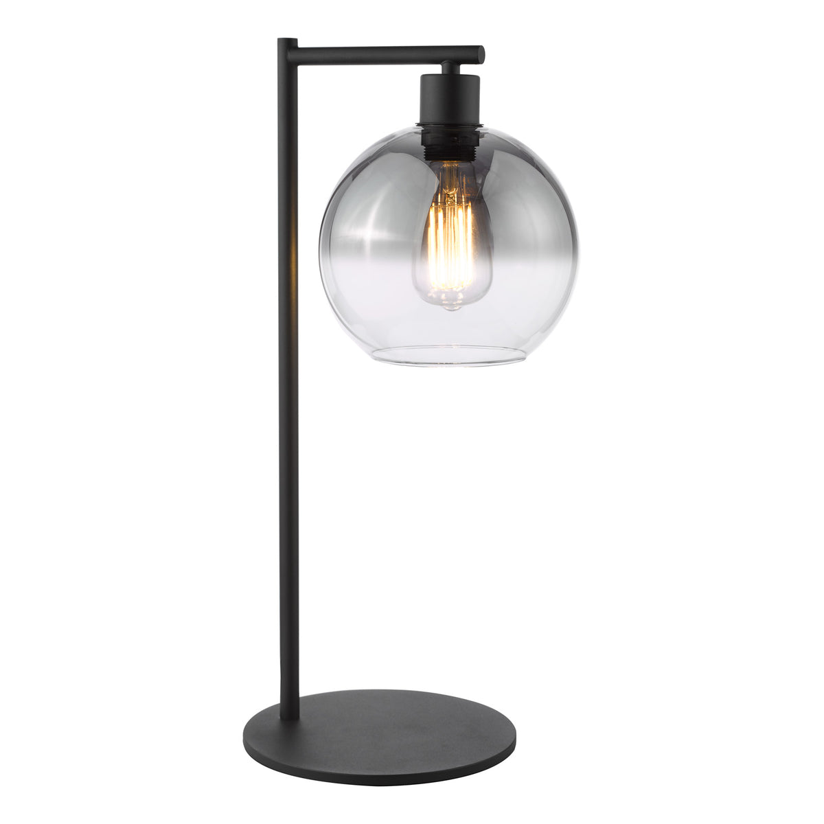 Lycia Table Lamp Matt Black And Smoked Ombre Glass/Satin Gold And Gold Ombre Glass E27