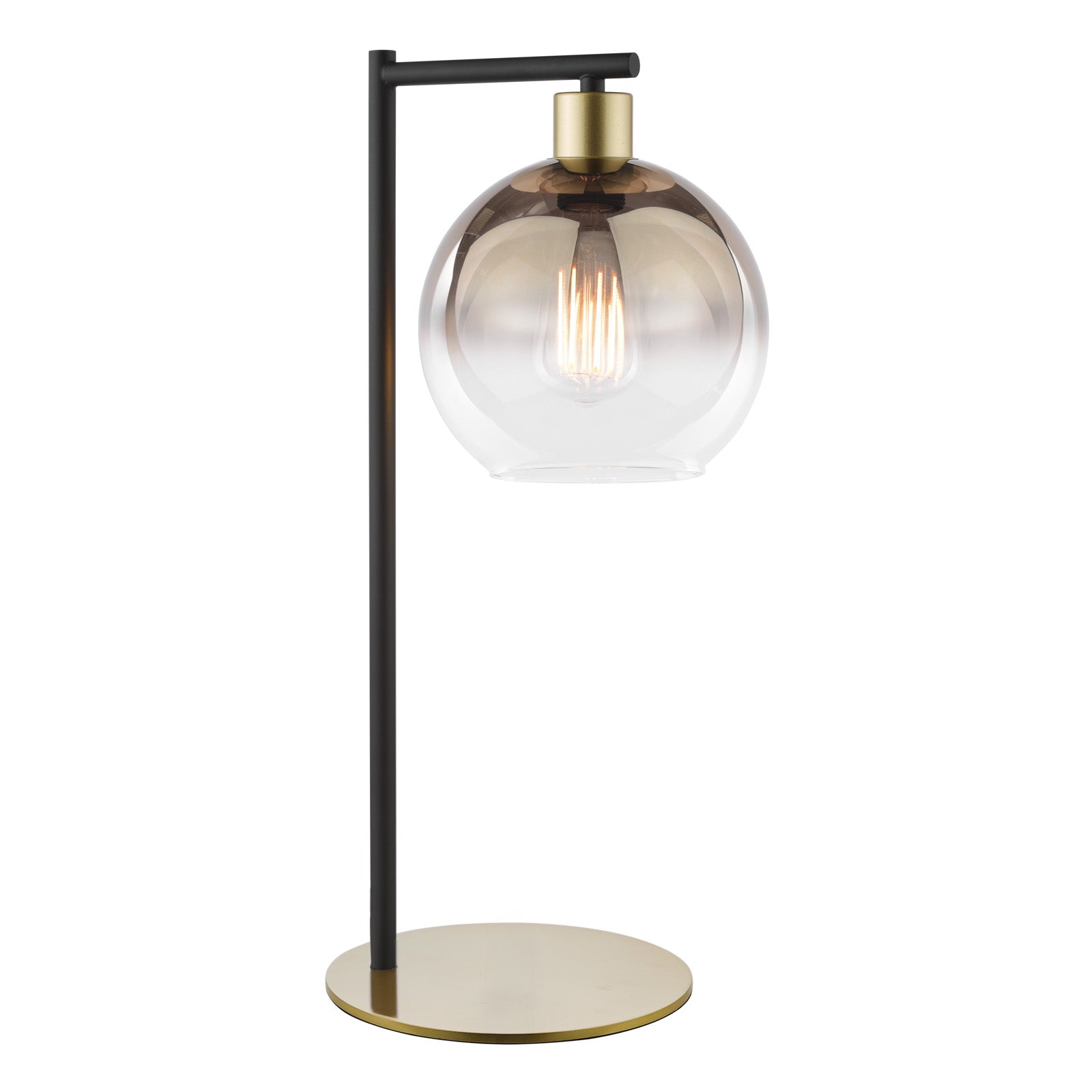 Lycia Table Lamp Matt Black And Smoked Ombre Glass/Satin Gold And Gold Ombre Glass E27