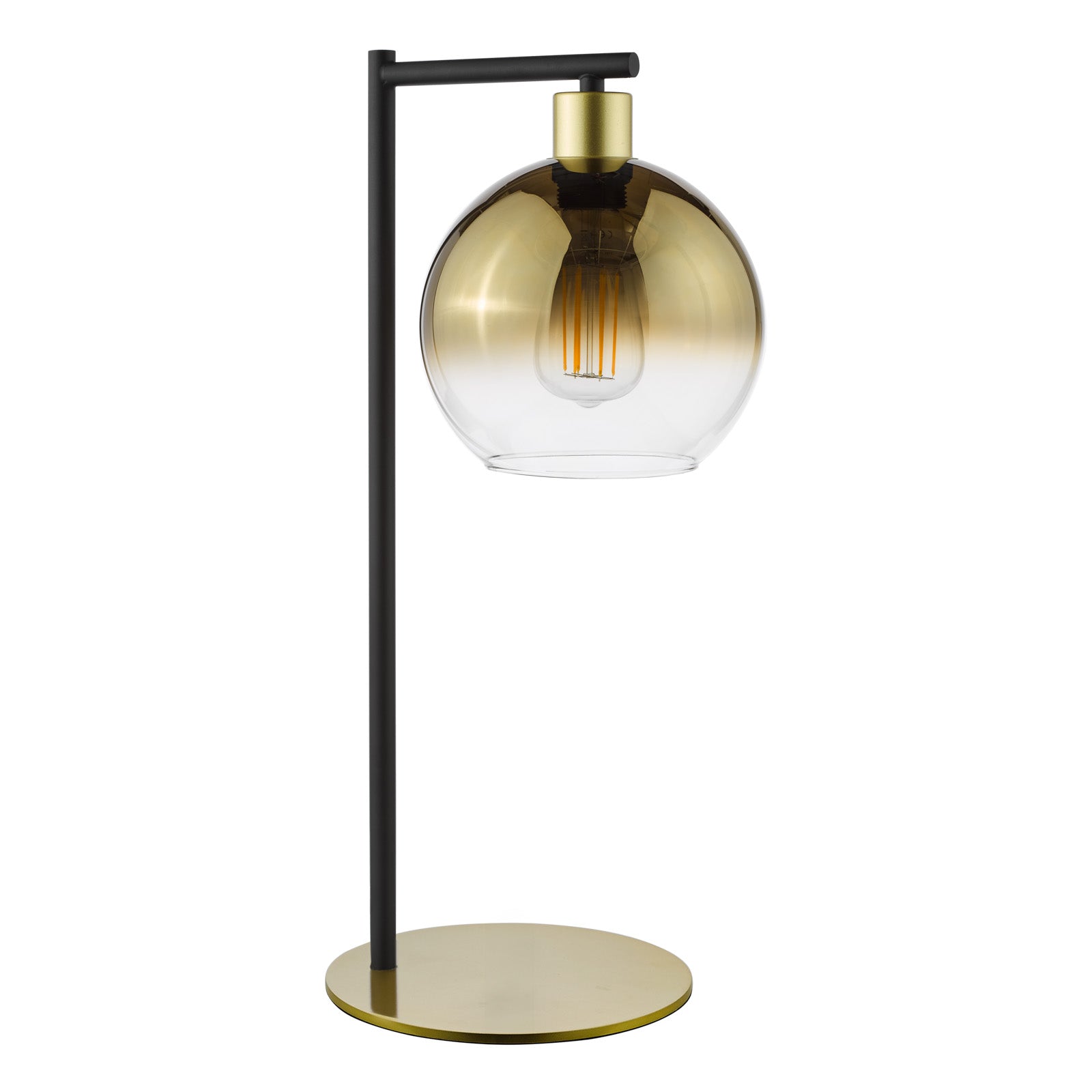 Lycia Table Lamp Matt Black And Smoked Ombre Glass/Satin Gold And Gold Ombre Glass E27