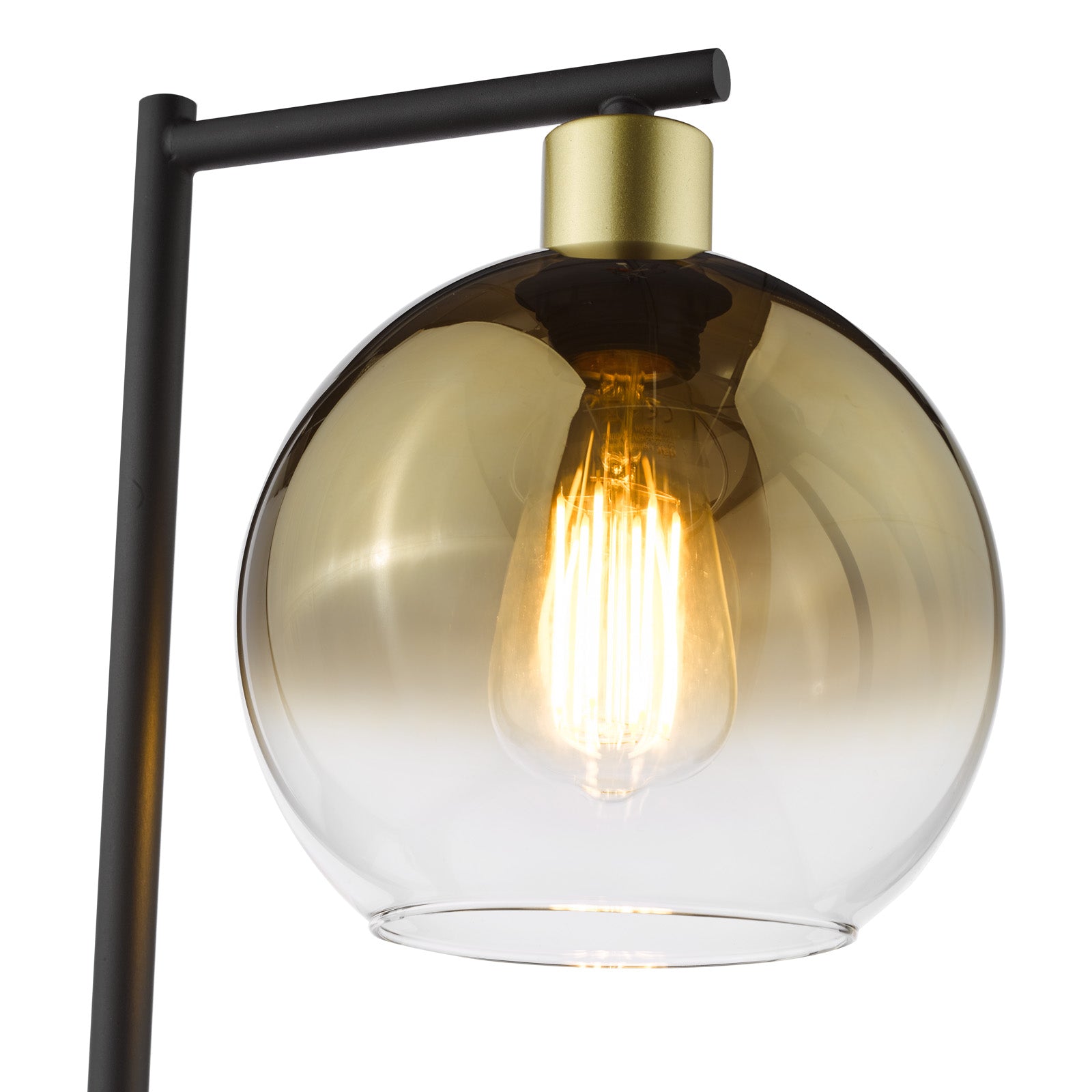 Lycia Table Lamp Matt Black And Smoked Ombre Glass/Satin Gold And Gold Ombre Glass E27