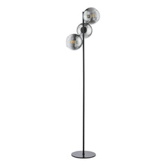 Lycia 3 Light Floor Lamp Matt Black and Smoked Ombre Glass/Satin Gold and Gold Ombre Glass  E27