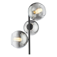 Lycia 3 Light Floor Lamp Matt Black and Smoked Ombre Glass/Satin Gold and Gold Ombre Glass  E27