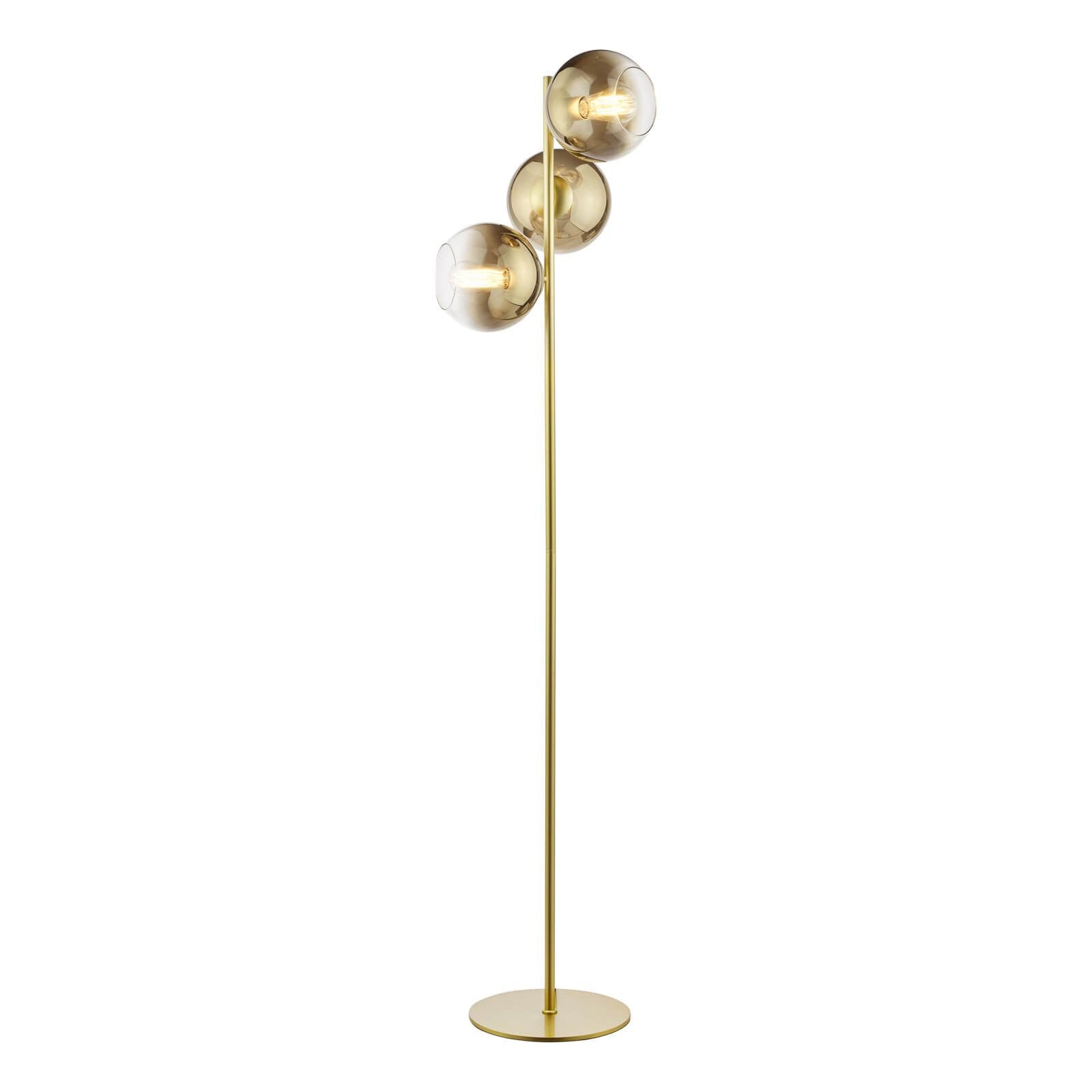 Lycia 3 Light Floor Lamp Matt Black and Smoked Ombre Glass/Satin Gold and Gold Ombre Glass  E27