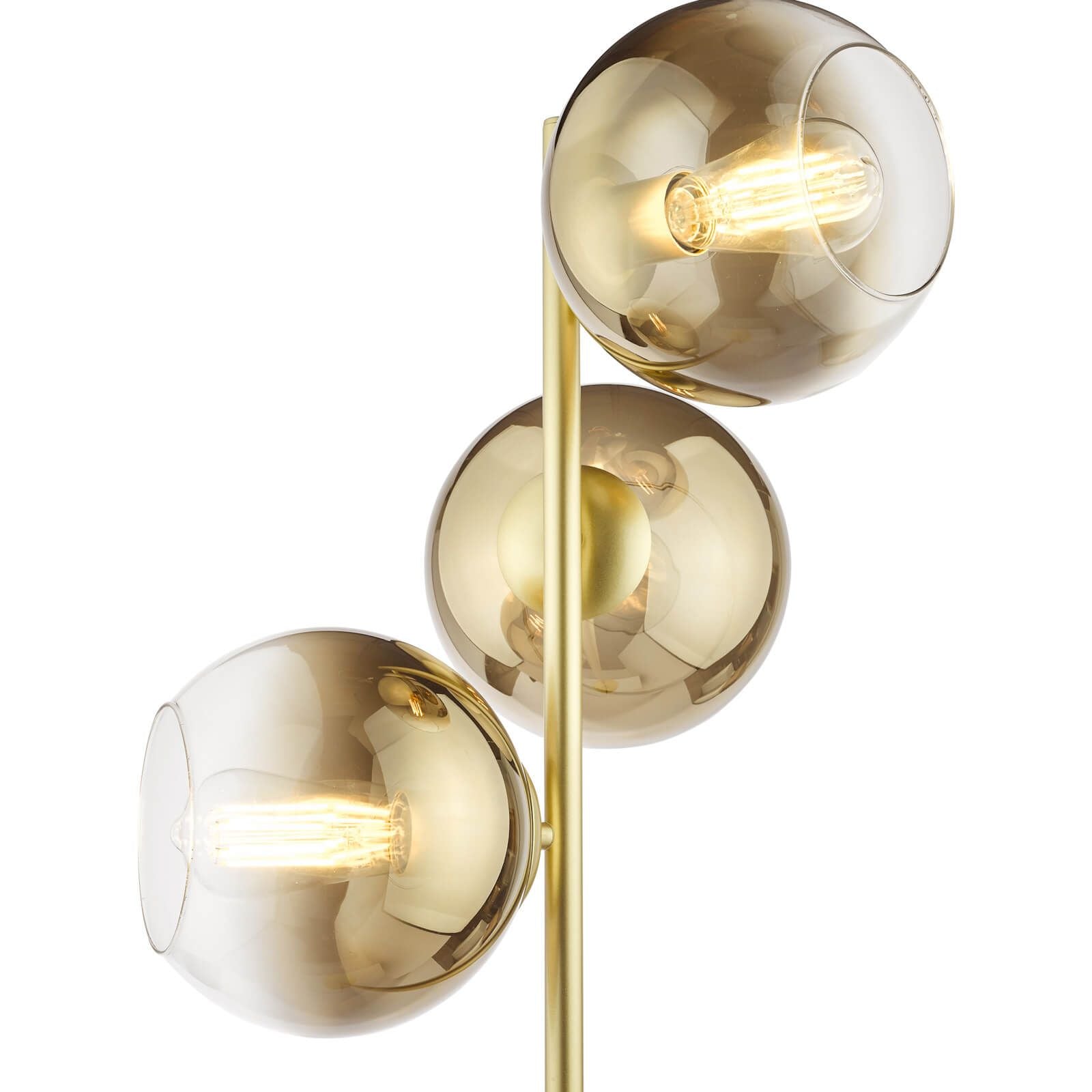 Lycia 3 Light Floor Lamp Matt Black and Smoked Ombre Glass/Satin Gold and Gold Ombre Glass  E27