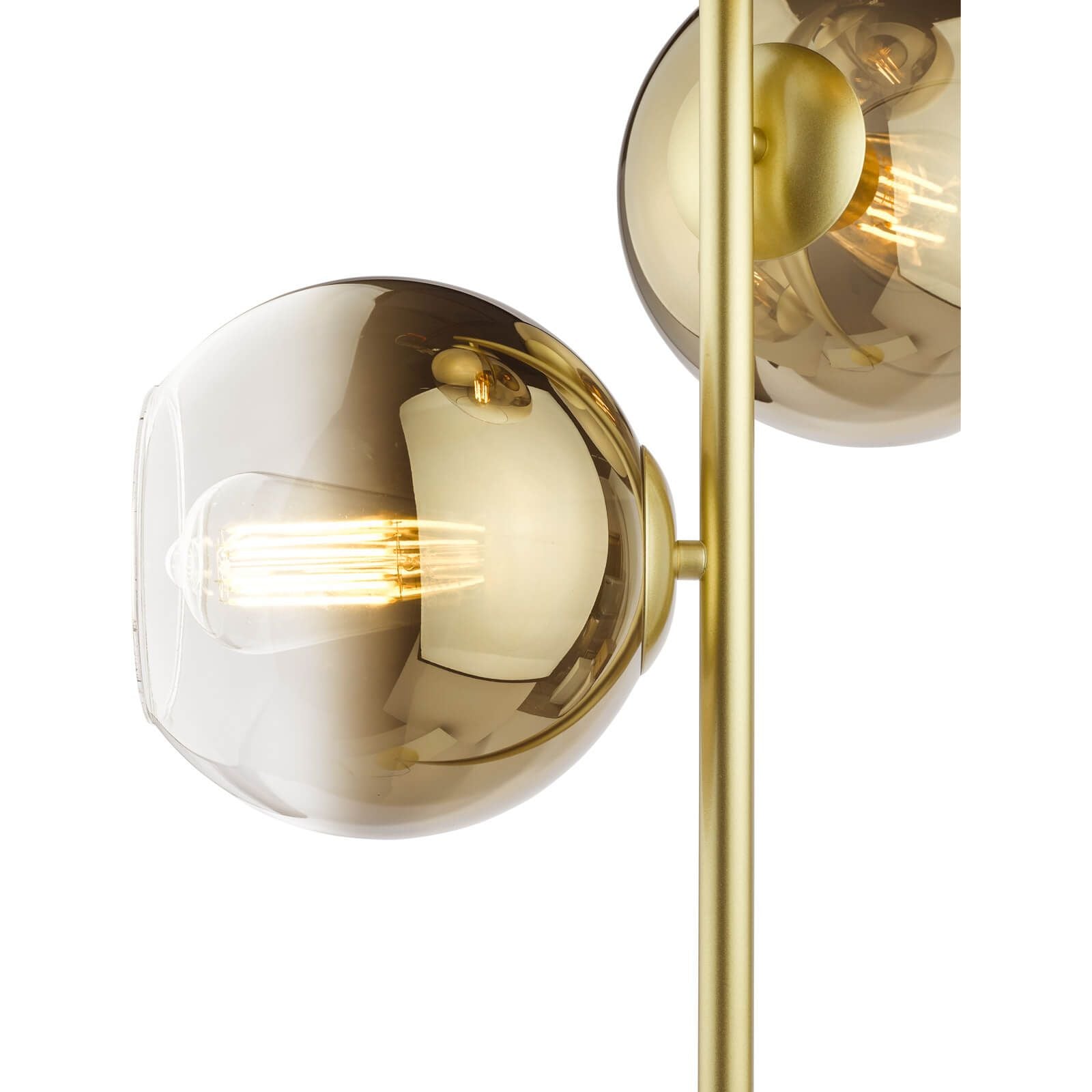 Lycia 3 Light Floor Lamp Matt Black and Smoked Ombre Glass/Satin Gold and Gold Ombre Glass  E27