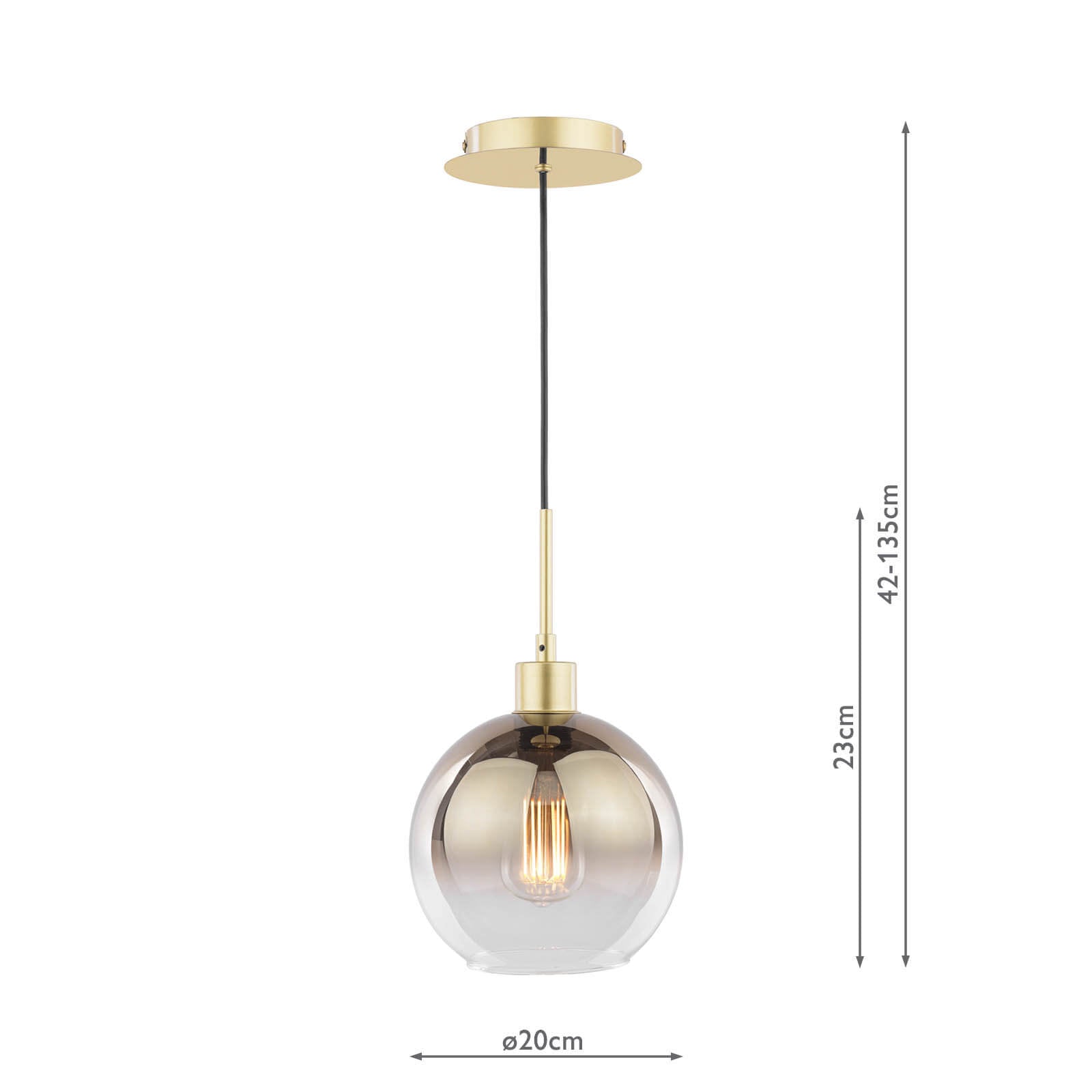 Lycia 1 Light Single Pendant Matt Black/Gold Finish