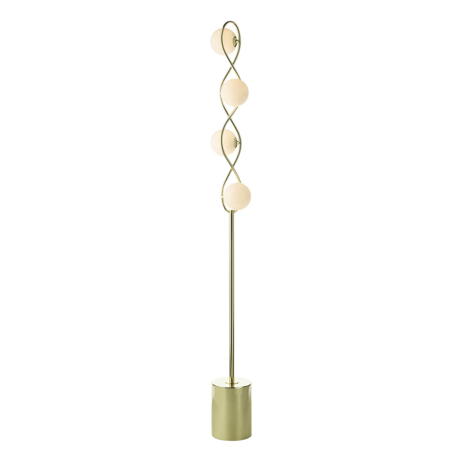 Lysandra 4 Light Floor Lamp Polished Chrome and Smoked Glass/Polished Gold & Opal Glass G9