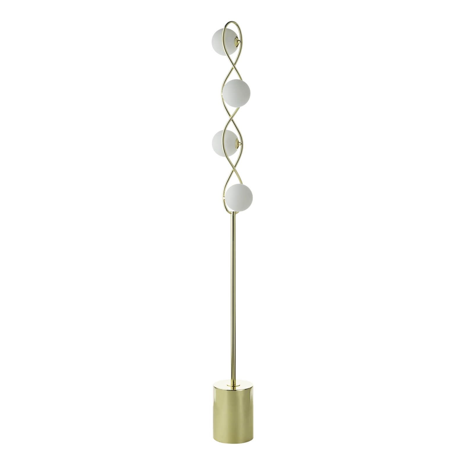 Lysandra 4 Light Floor Lamp Polished Chrome and Smoked Glass/Polished Gold & Opal Glass G9