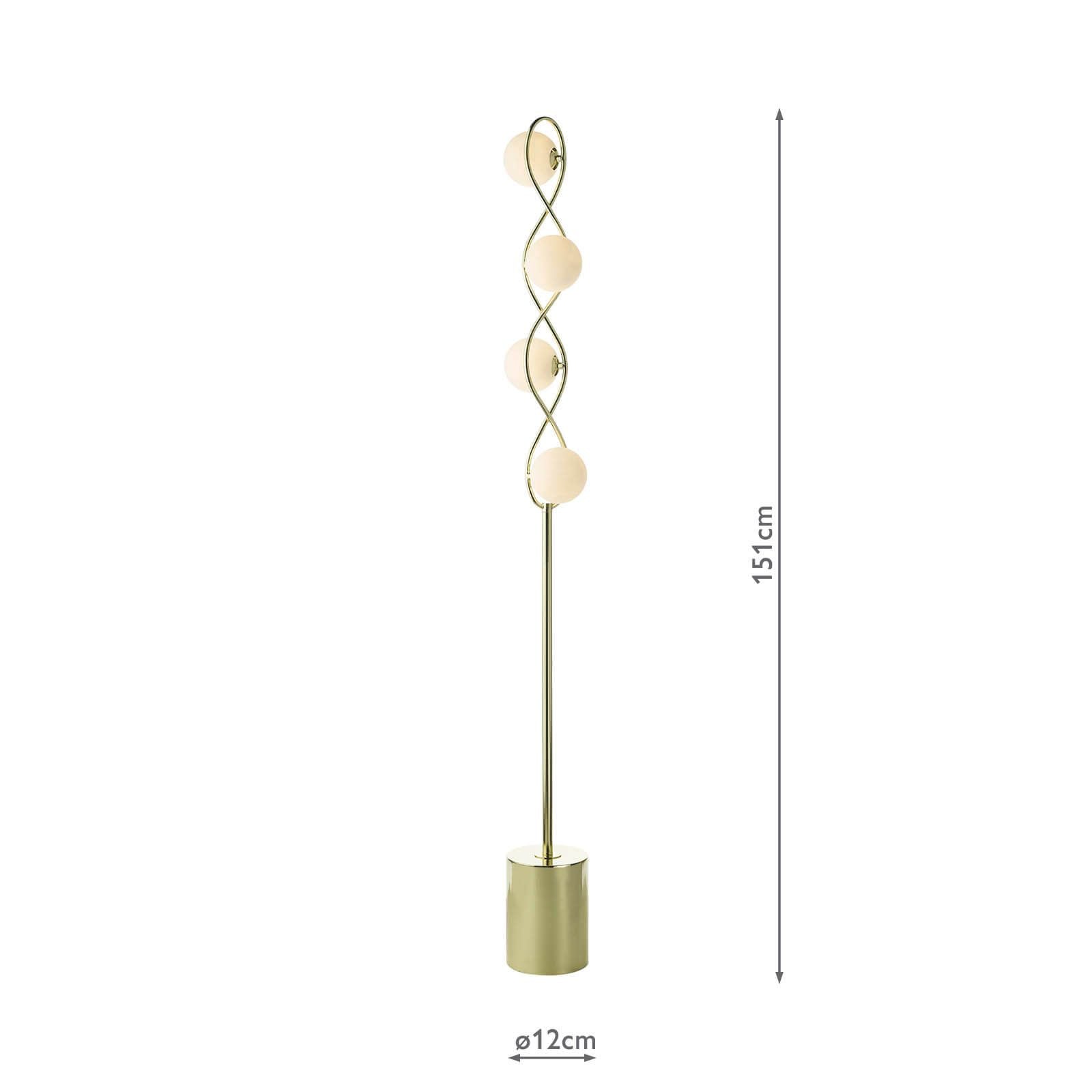 Lysandra 4 Light Floor Lamp Polished Chrome and Smoked Glass/Polished Gold & Opal Glass G9