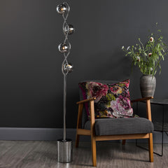 Lysandra 4 Light Floor Lamp Polished Chrome and Smoked Glass/Polished Gold & Opal Glass G9