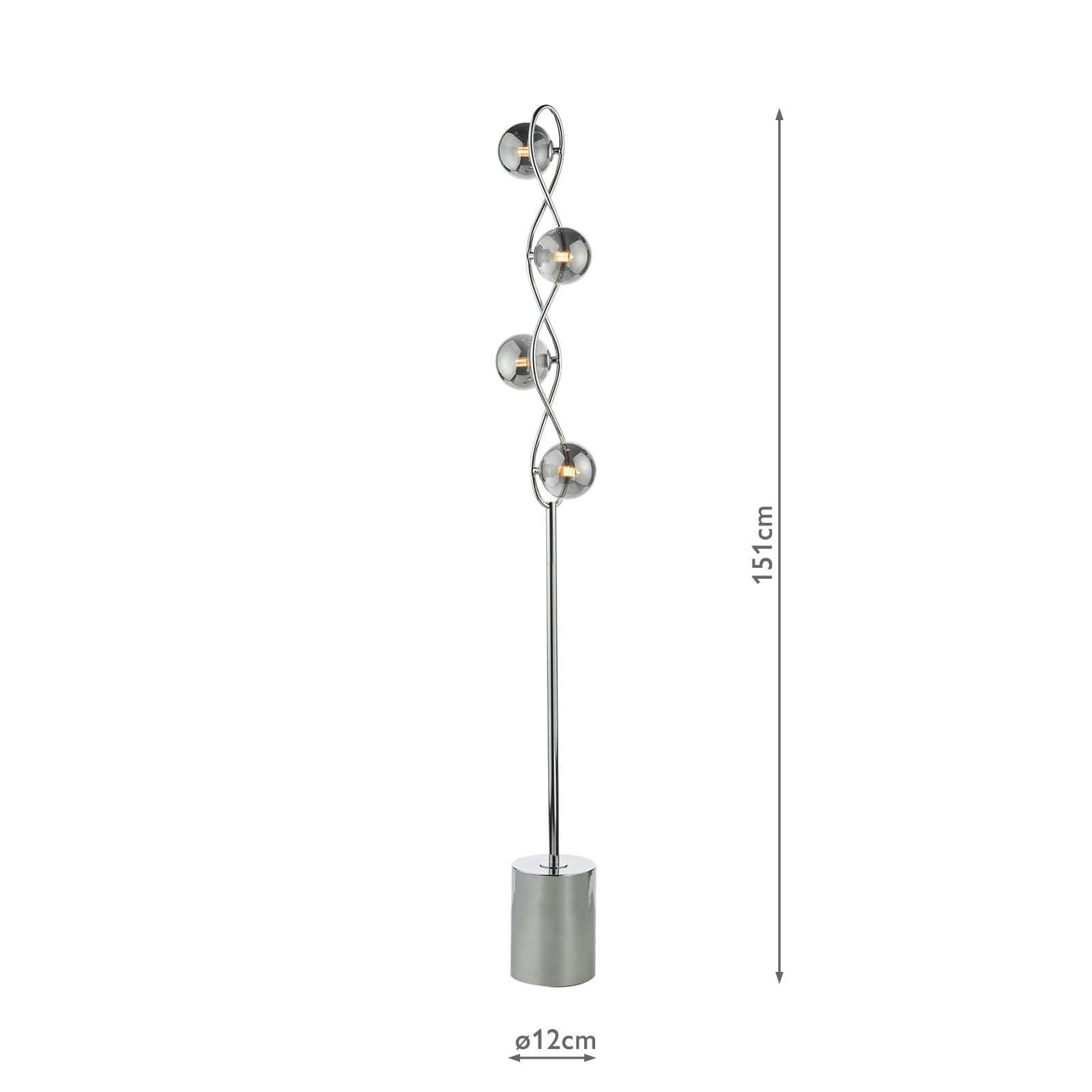 Lysandra 4 Light Floor Lamp Polished Chrome and Smoked Glass/Polished Gold & Opal Glass G9