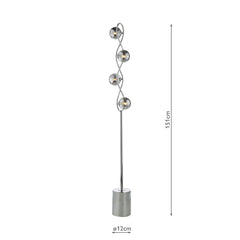 Lysandra 4 Light Floor Lamp Polished Chrome and Smoked Glass/Polished Gold & Opal Glass G9