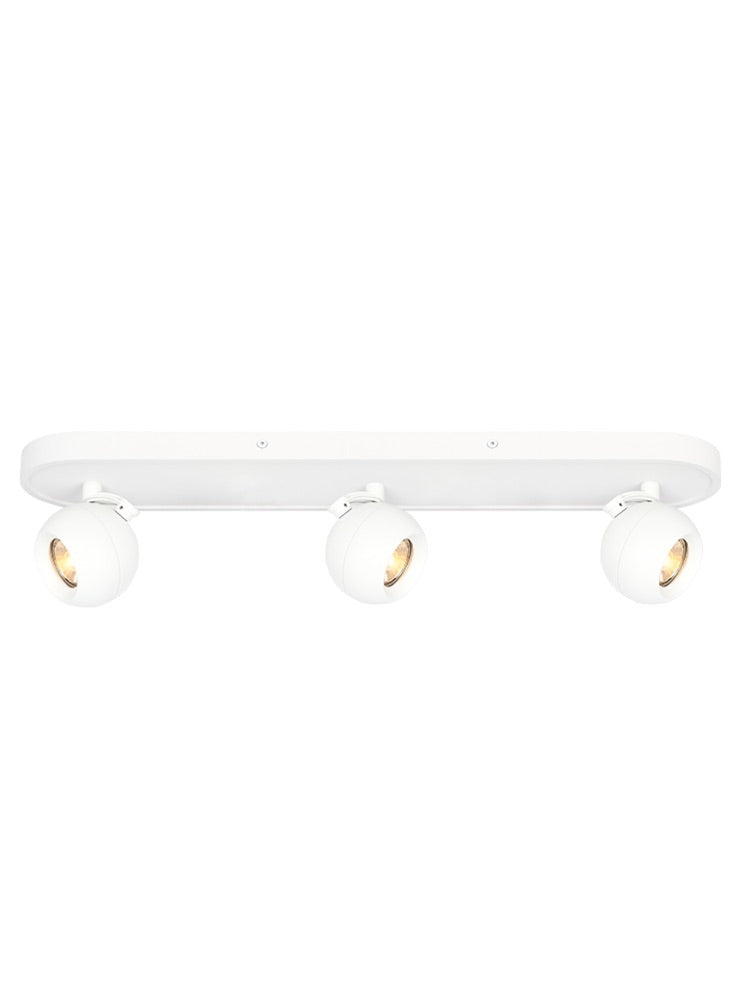 Lens 3/4lt Bar Spotlight - Matt White/Black & Brass